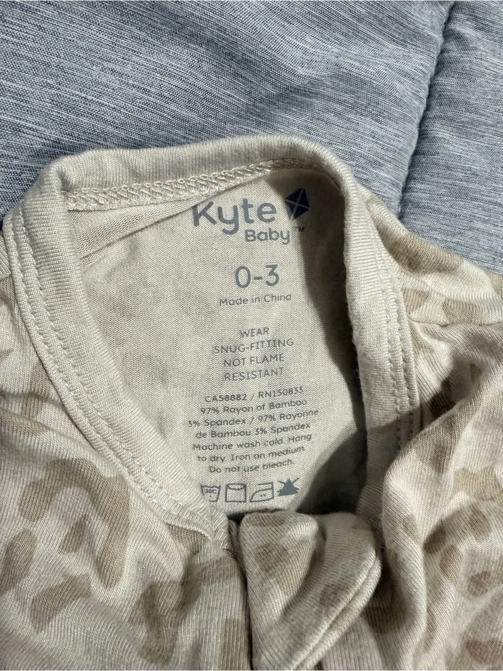 Kite baby 0-3 Neutral Leopard Print Footed One-Piece Zipper Pajamas - Beige